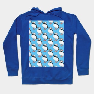 Puffin pattern on blue Hoodie